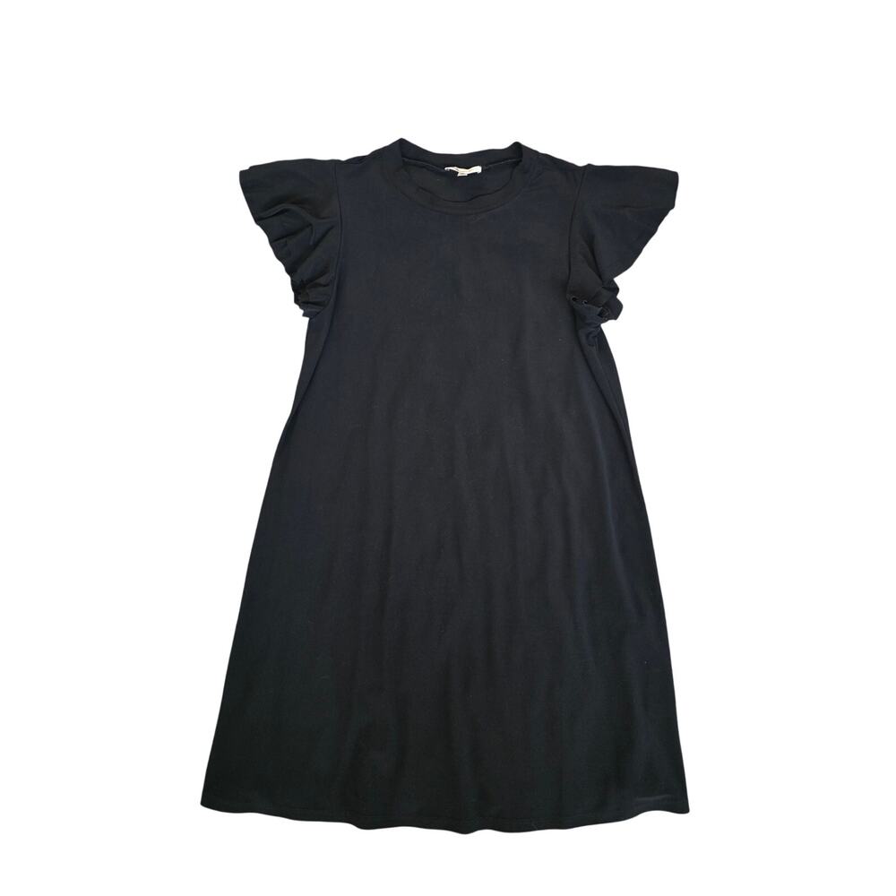 Neiman Marcus Crew Neck Ruffled Cap Sleeves Dress Black Size 8